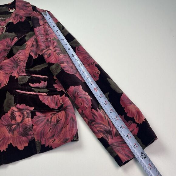 Caribbean Joe Floral Velvet Blazer 12P Pink Jacket Indie Preppy Colorful - Picture 8 of 13